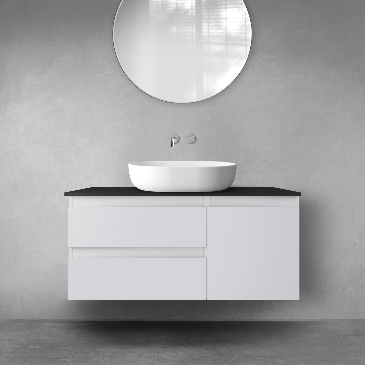 Oltens Vernal zestaw mebli łazienkowych 100 cm z blatem szary mat/czarny mat 68206700 - Wysyłka w 24h