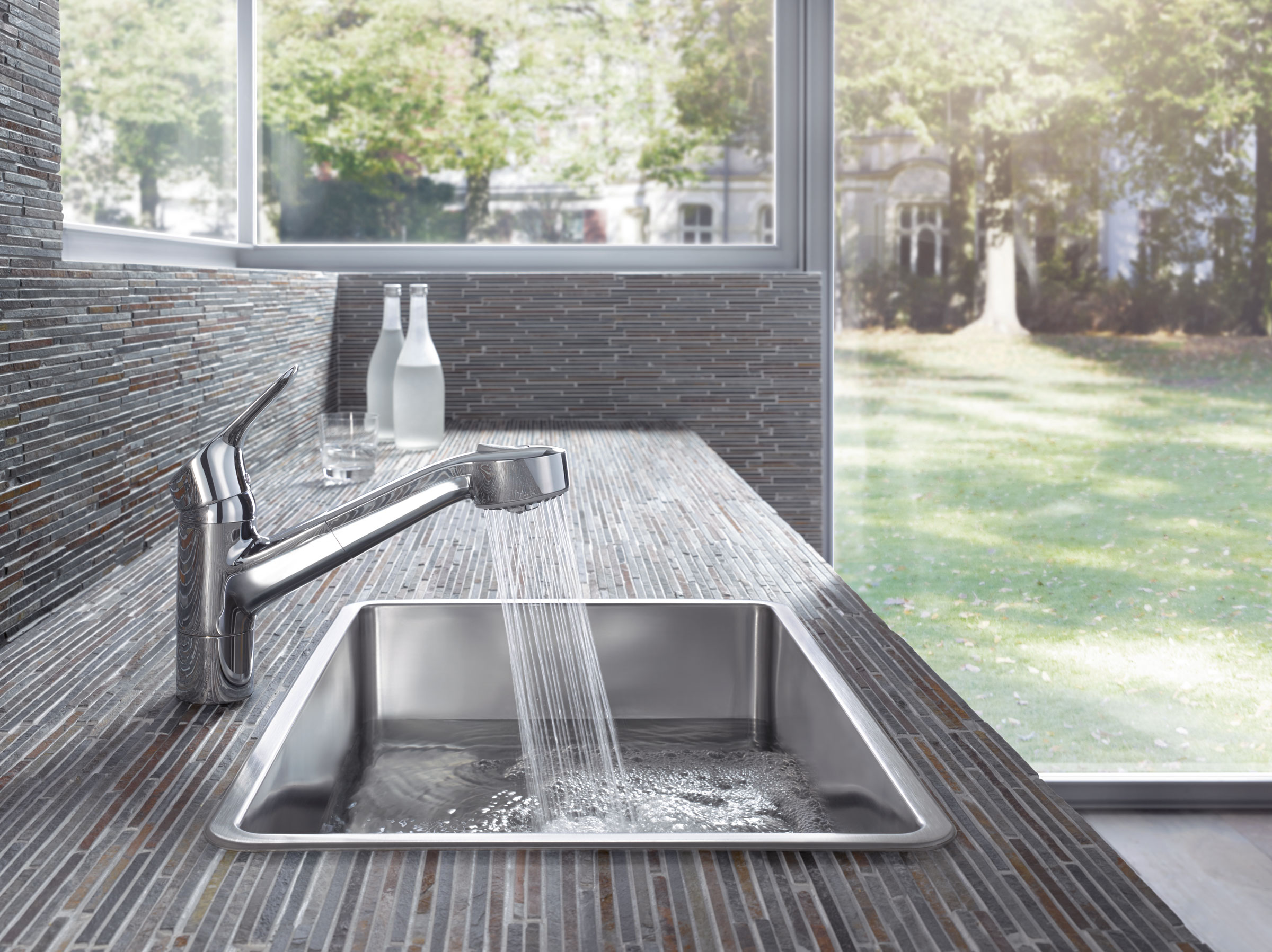 Kludi Objekta bateria kuchenna stojąca z wyciąganą wylewką chrom 325810575