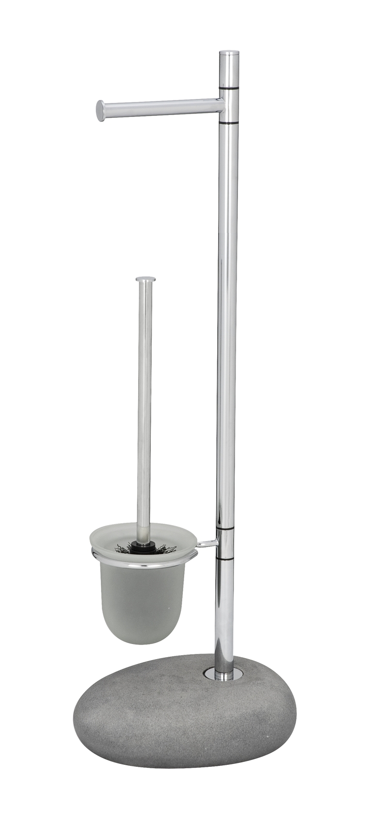 Wenko Pebble Stone stojak na papier toaletowy ze szczotką WC szary 19494100