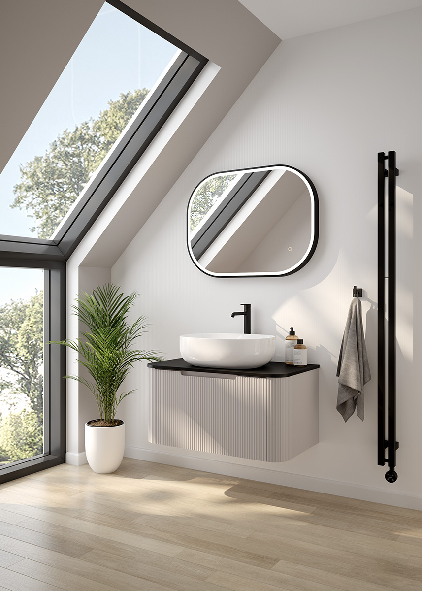 Oltens Hamnes szafka 80 cm podumywalkowa wisząca z blatem kaszmir/czarny mat 68671900 - Wysyłka w 24h