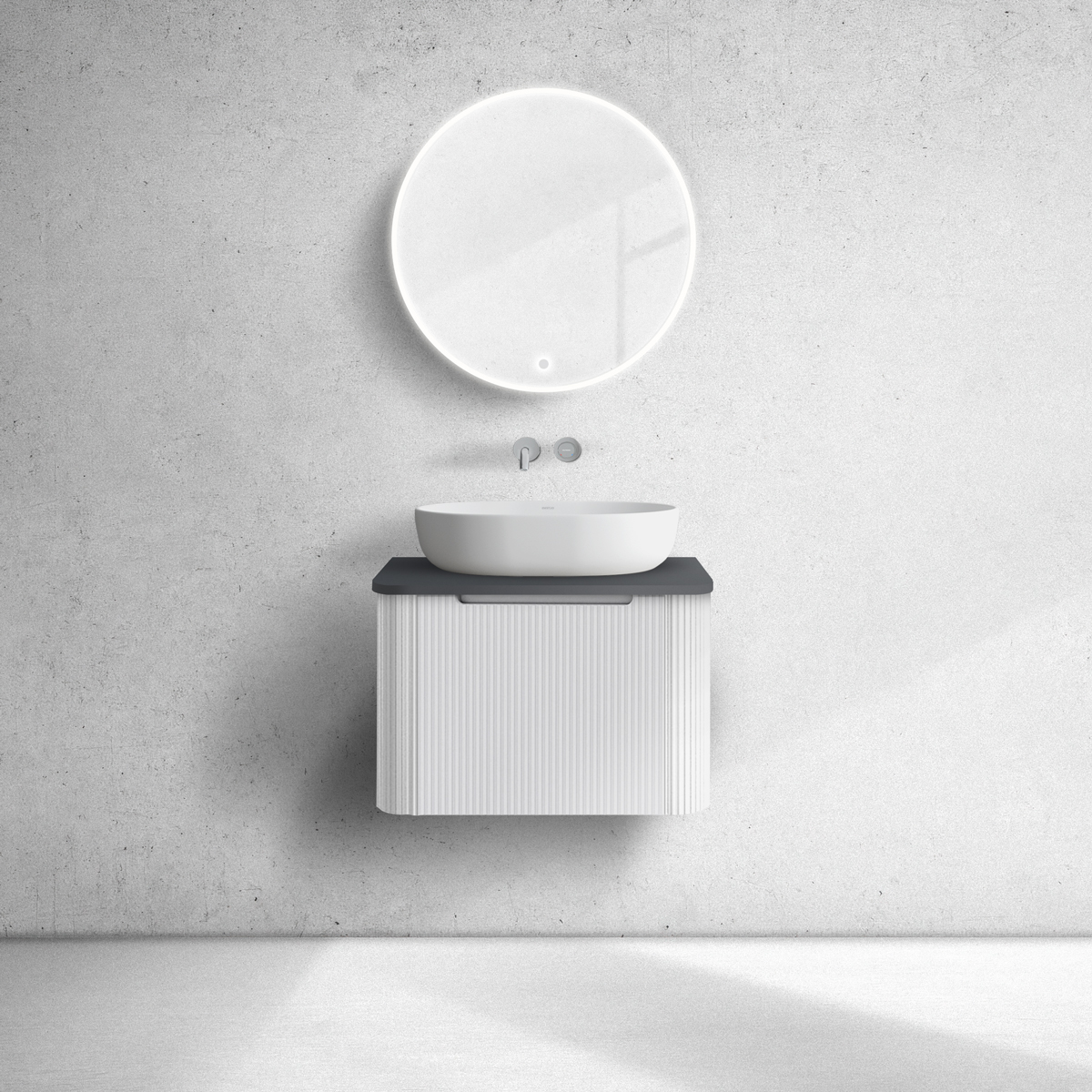 Oltens Hamnes szafka 60 cm podumywalkowa wisząca z blatem biały mat/czarny mat 68666000 - Wysyłka w 24h