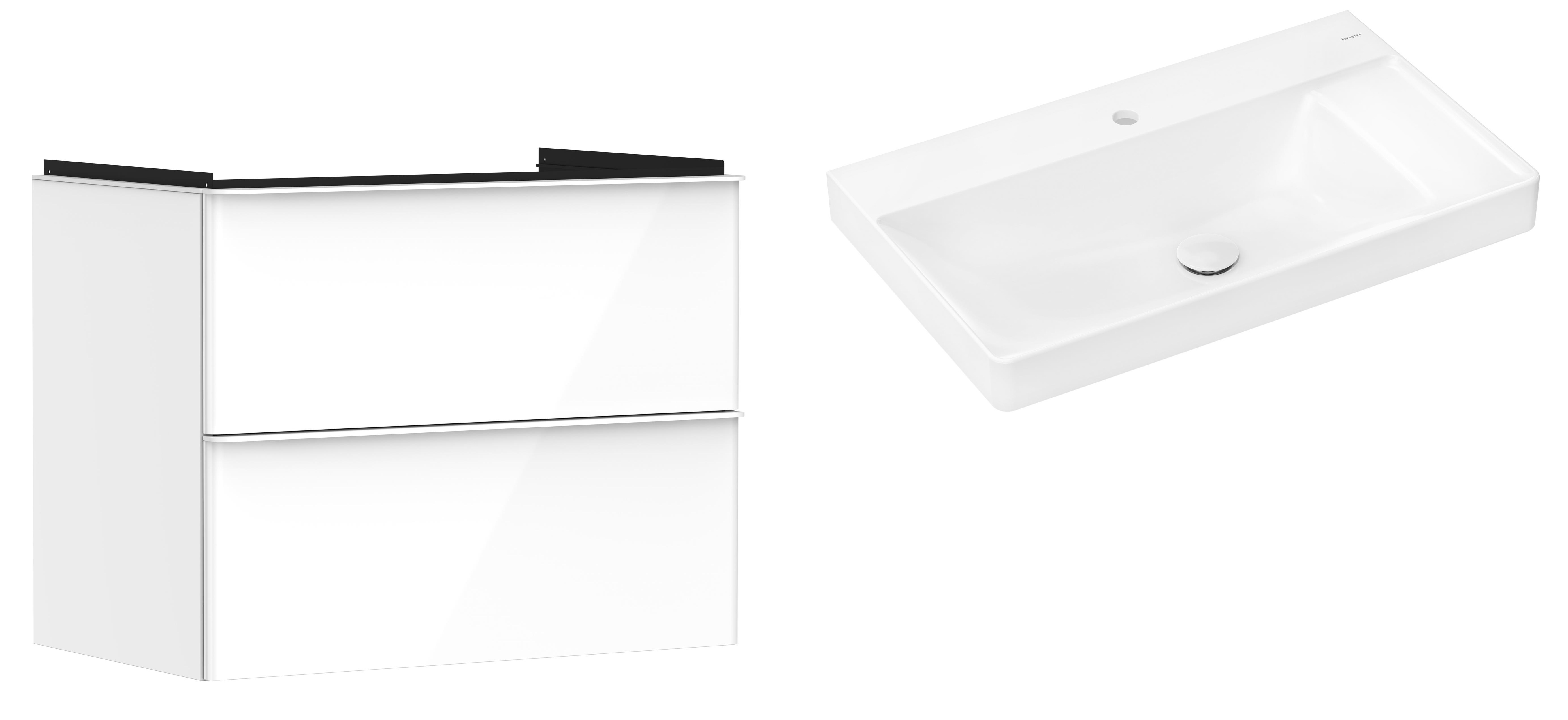 Hansgrohe Xelu Q szafka wisząca z umywalką 80x48 cm wysoki połysk/biały mat/biały (54027700, 61024450)