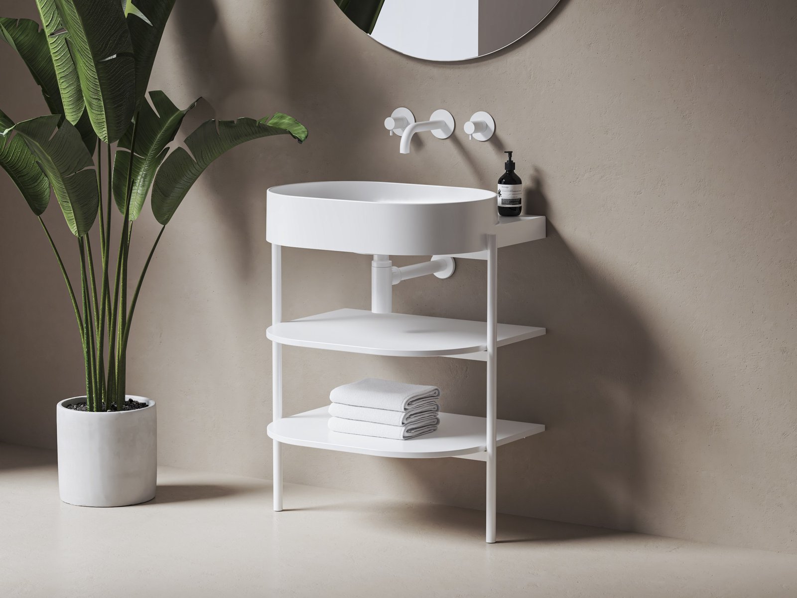 Ravak Yard szafka podumywalkowa 66,8x49,5x76,5 cm stojąca otwarta z półkami CS YARD 600 biały mat D80000E005