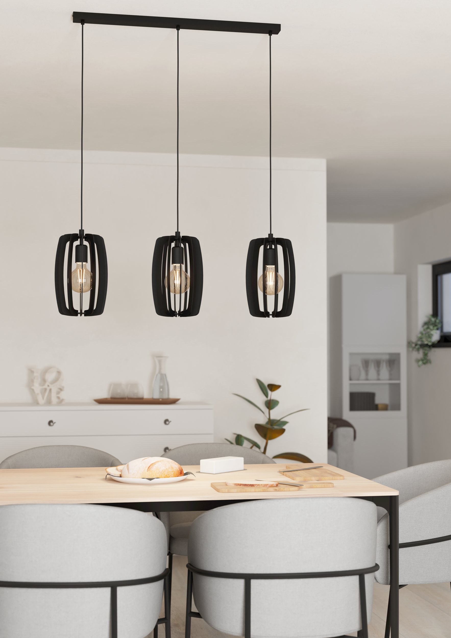 Eglo Bajazzara lampa wisząca 3x40 W czarna 900505