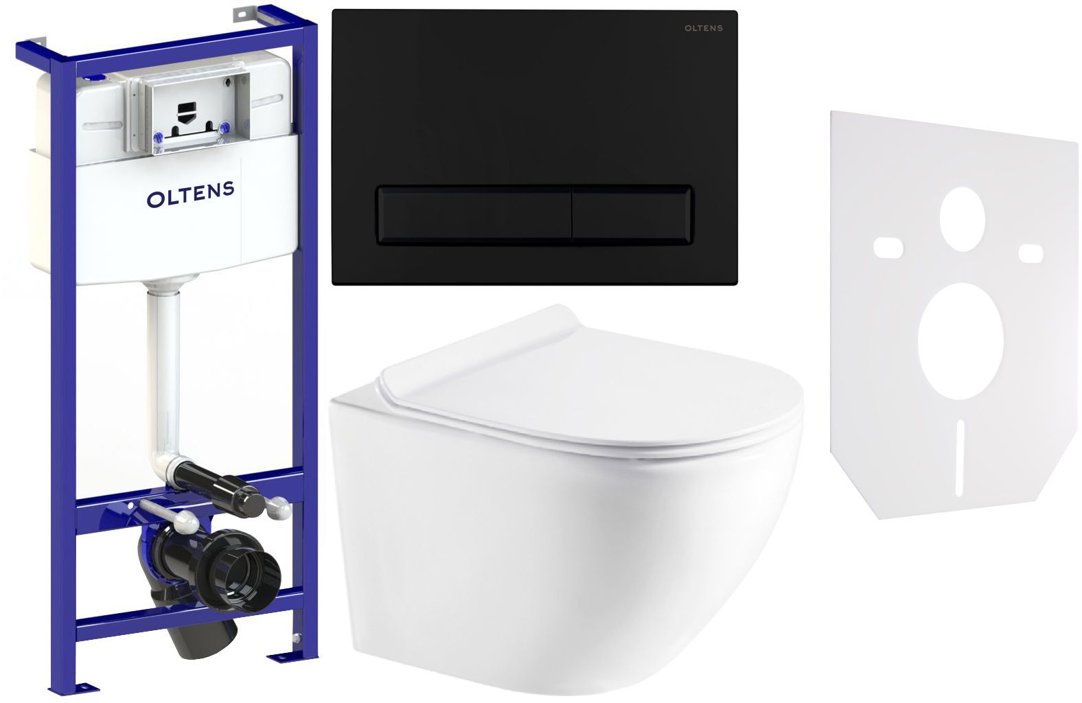 Zestaw Hagser Beno miska WC wisząca z deską wolnoopadającą i stelażem podytnkowym Oltens z uszczelką i przyciskiem spłukującym ... - Wysyłka w 24h