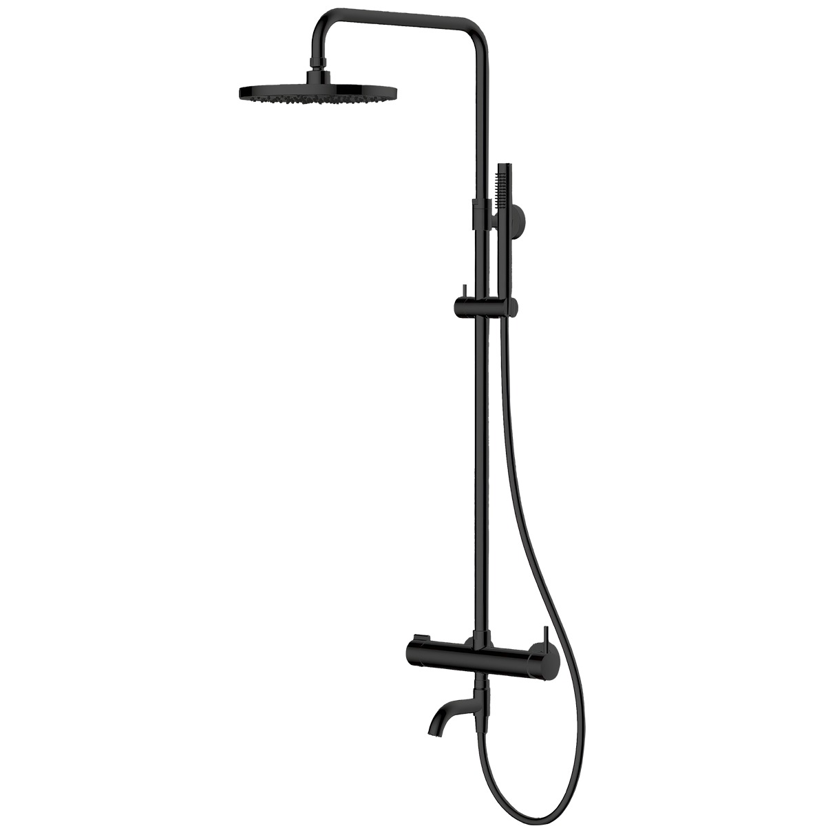 Oltens Molle Numa zestaw wannowo-prysznicowy ścienny z deszczownicą czarny mat 36506300 - Wysyłka w 24h