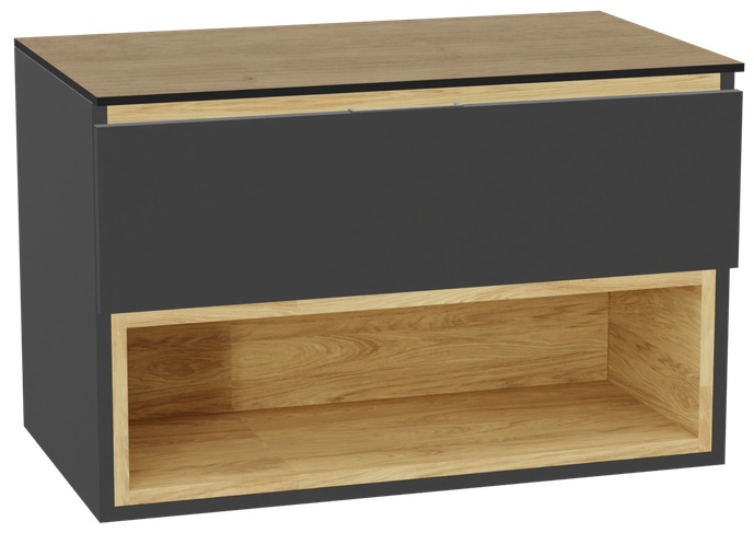 Zestaw Excellent Tuto 2.0 szafka 80 cm podumywalkowa wisząca z blatem szary-dąb MLEX.2171.K.80.01BL.GRGR