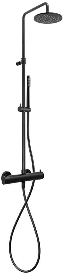 Paffoni Jo zestaw prysznicowy ścienny termostatyczny z deszczownicą czarny mat ZCOL638KLIQNO