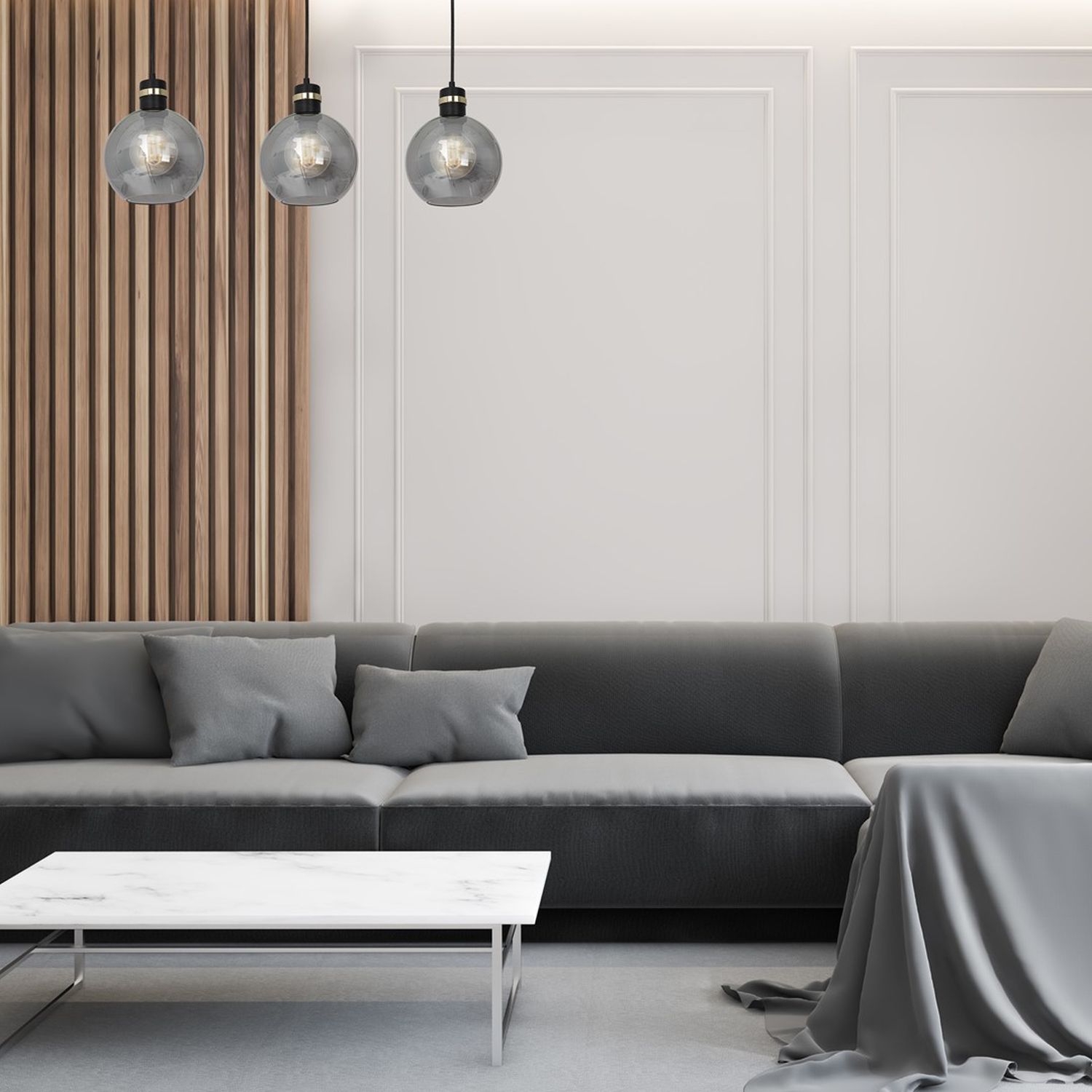 Milagro Omega lampa wisząca 3x60W czarno/złota/szkło dymione MLP6531