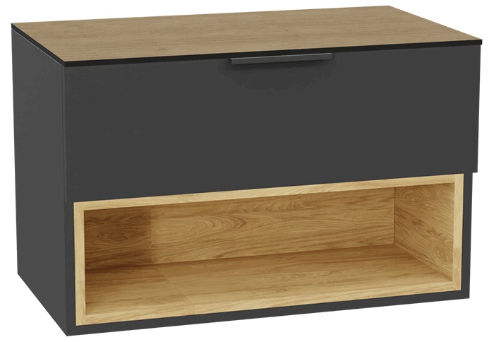 Zestaw Excellent Tuto 2.0 szafka 80 cm podumywalkowa wisząca z blatem szary-dąb MLEX.2171.K.80.02BL.GRGR