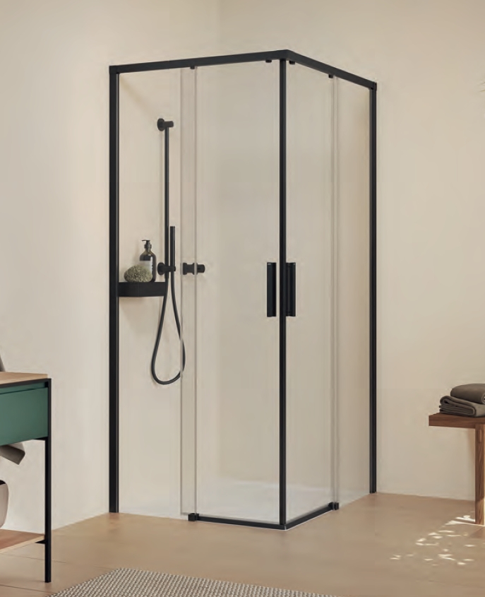 Huppe Vita Pure drzwi prysznicowe 120 cm rozsuwane czarny mat/szkło przezroczyste VA0005.123.322