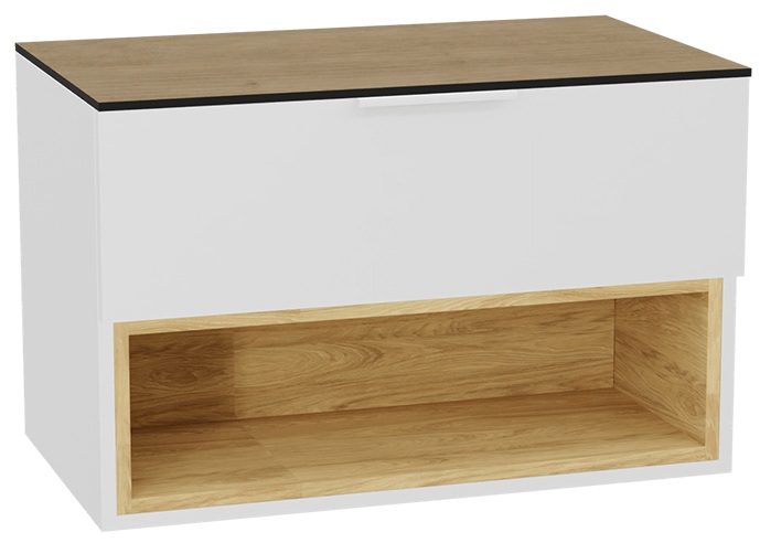 Zestaw Excellent Tuto 2.0 szafka 80 cm podumywalkowa wisząca z blatem biały-dąb MLEX.2171.K.80.02BL.WHWH