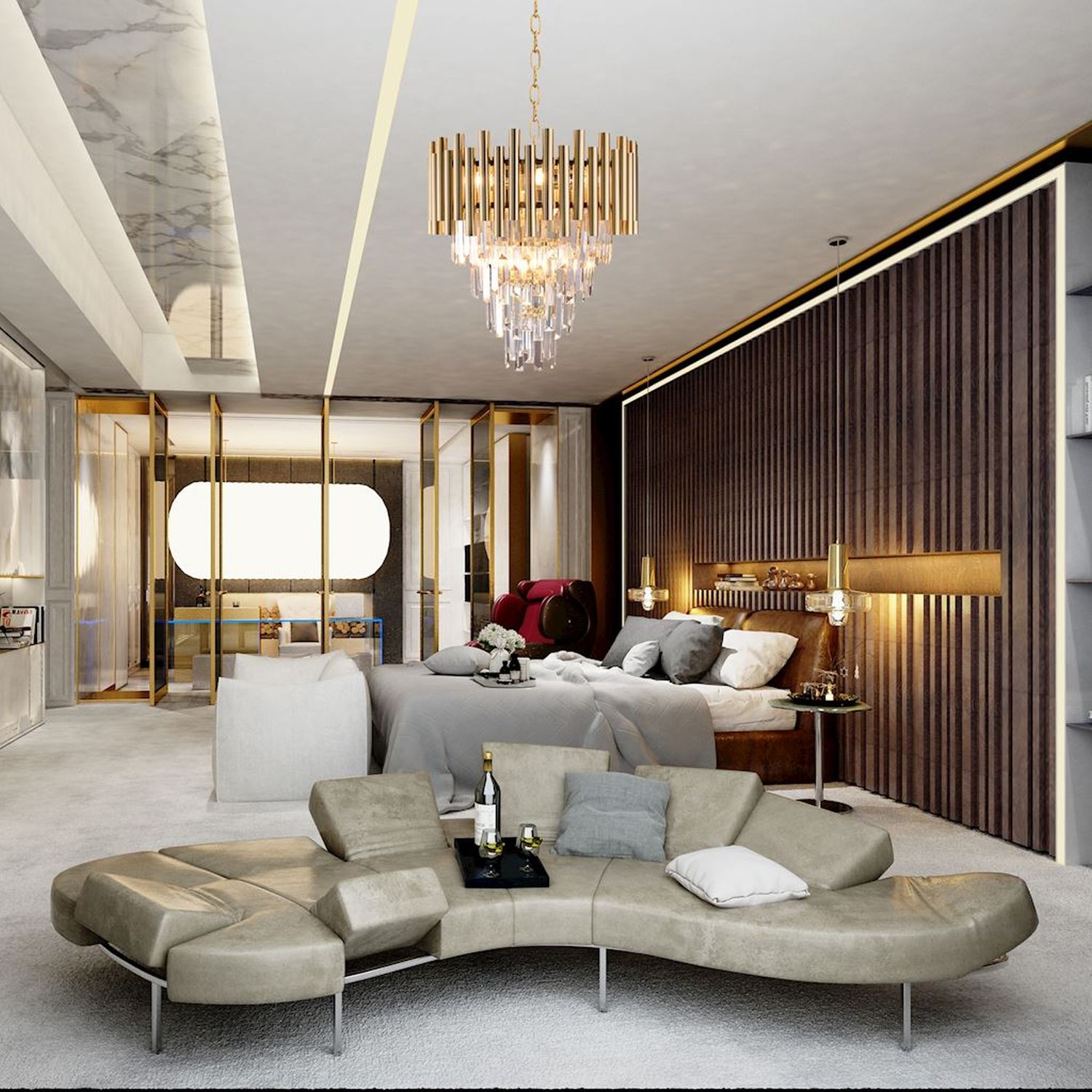 Milagro Madison lampa wisząca 9x40W złota/kryształ ML5992 - Wysyłka w 24h