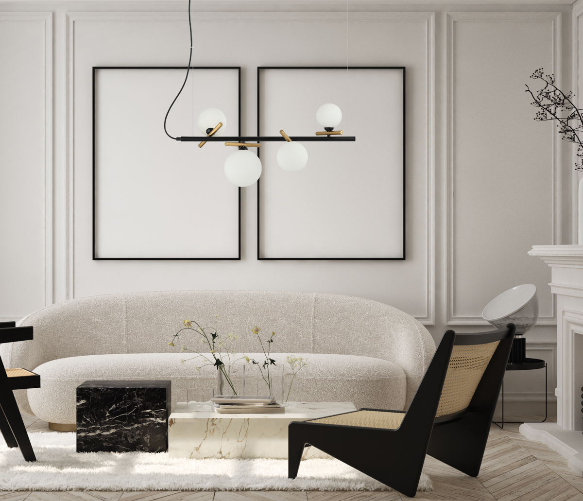 Italux Reverso lampa wisząca 4x25 W czarna-złota PND-5622-4-BK-W