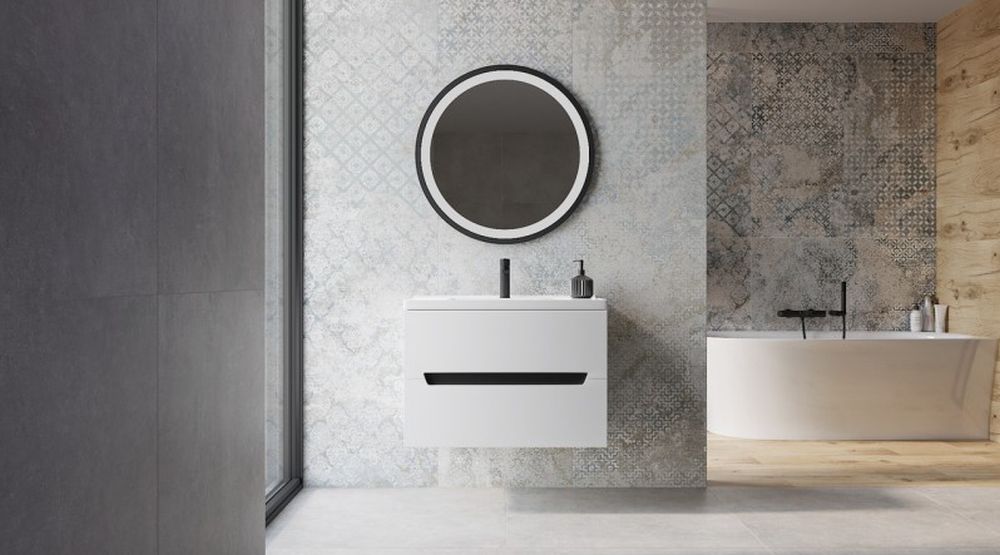 LaVita Kansas szafka 60 cm podumywalkowa wisząca biały połysk/czarny