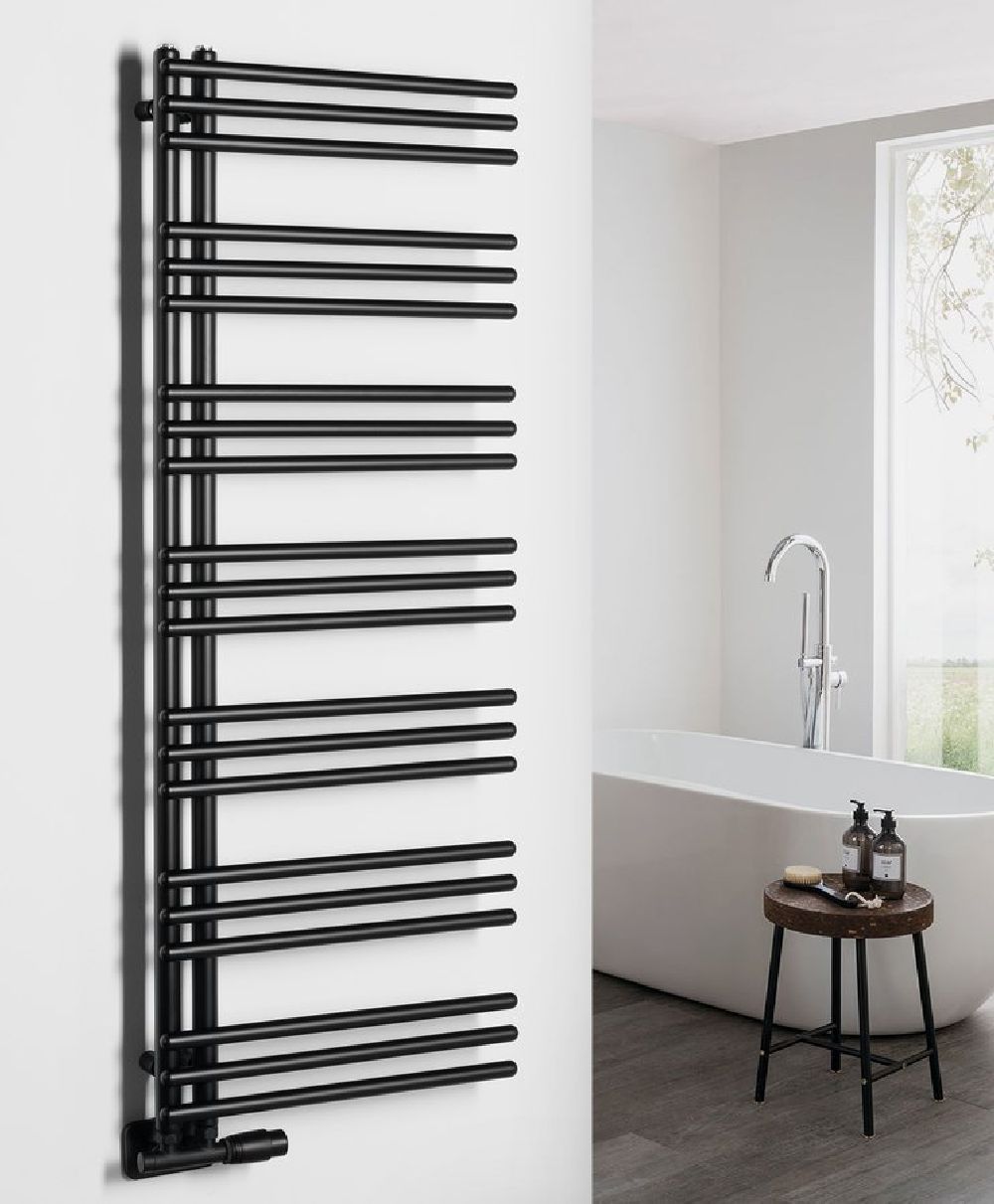 Aqualine Poseidon grzejnik łazienkowy drabinkowy 134x55 cm czarny PS513B