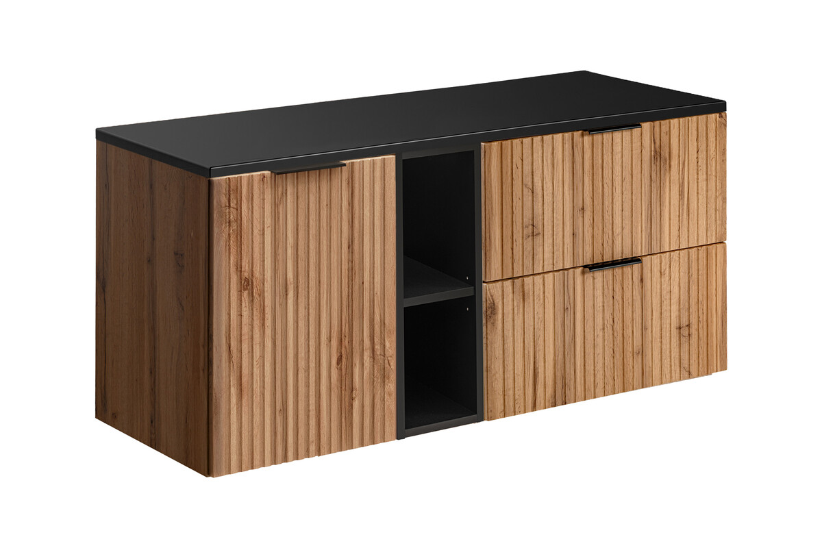 Zestaw Comad Adel Oak/Black szafki 60 cm, 40 cm i 20 cm wiszące dąb Wotan z blatem meblowym 120 cm czarny mat SET-ADO B BLACK 120CM LB - Wysyłka w 24h