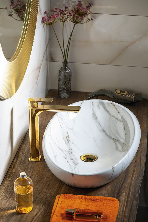 Sapho Dalma umywalka 68x44 cm nablatowa owalna carrara MM317