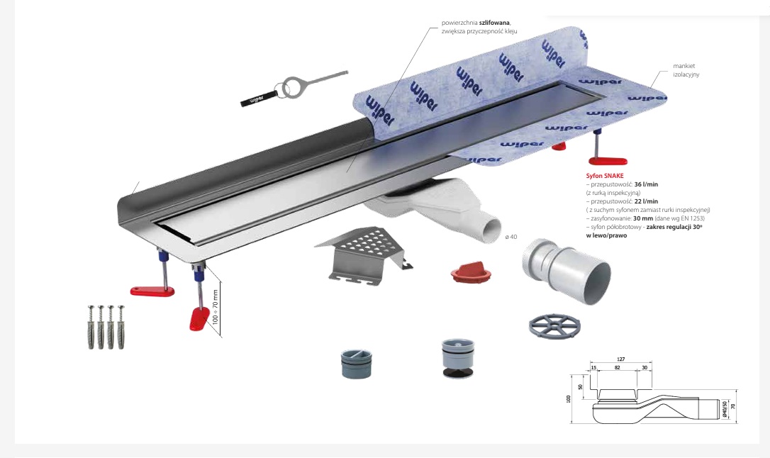 Wiper New Invisible odpływ liniowy 100 cm stal 500.0804.00.100