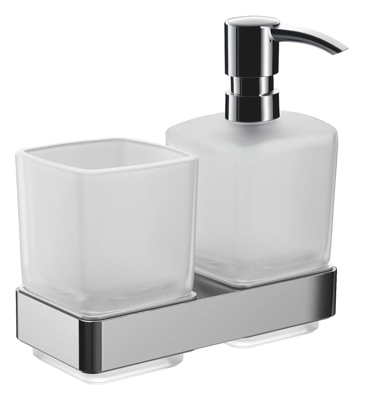 Emco Loft dozownik do mydła z kubkiem chrom/szkło satynowe 053100100