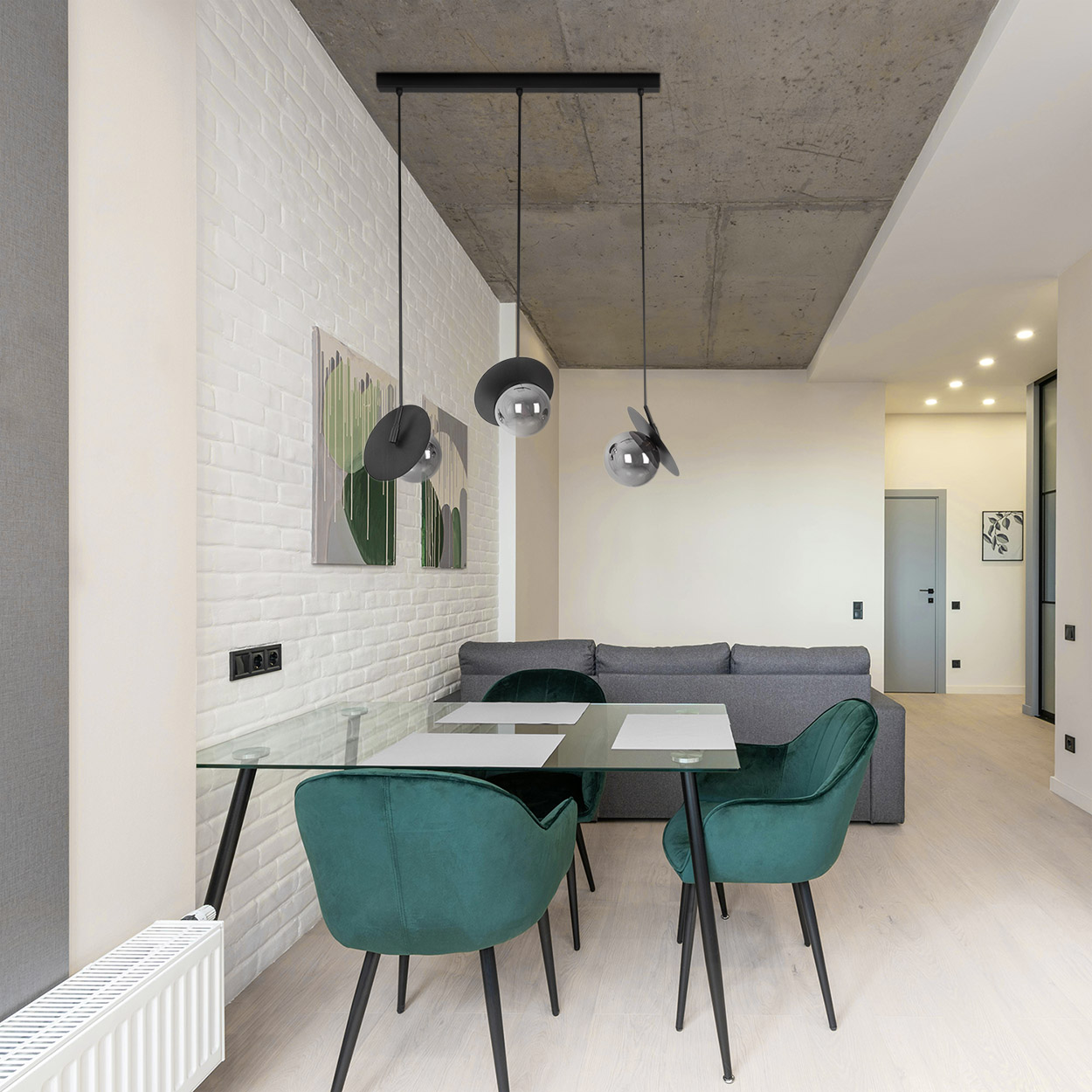 Kaja Fermi lampa wisząca 3x10 W czarna-grafitowa K-5384