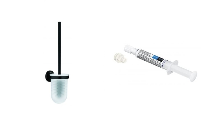 Zestaw Grohe Start szczotka toaletowa ścienna czarna i kelj montażowy QuickGlue (411852430, 41127000) - Wysyłka w 24h