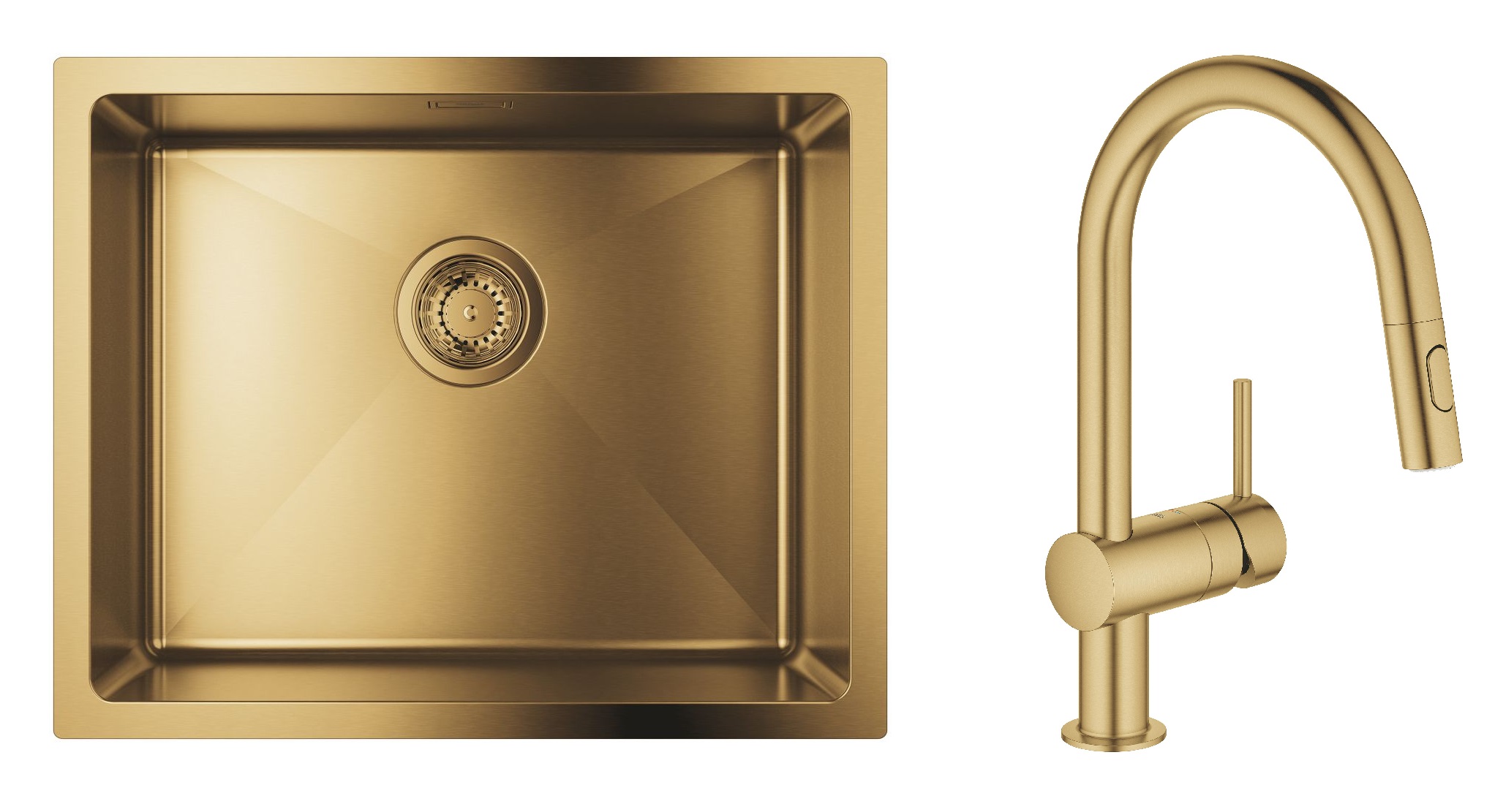 Zestaw Grohe K700U zlewozmywak 50x40 cm z baterią Grohe Minta brushed cool sunrise (32321GN2, 31574GN1) - Wysyłka w 24h