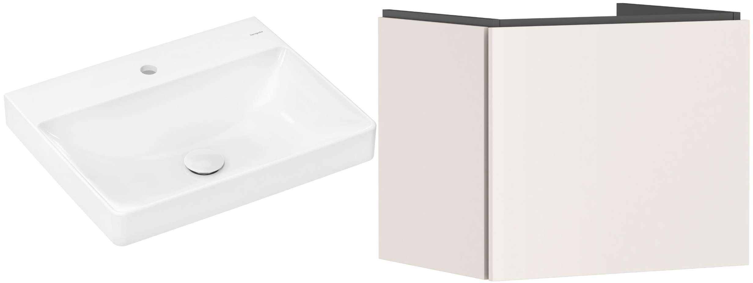 Zestaw Hansgrohe Xelu Q umywalka z szafką Xilesa E 60 cm piaskowy (54253780, 61016450)