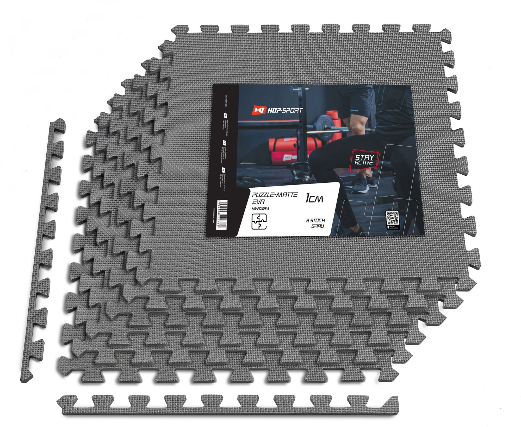 Mata puzzle EVA 1cm szara - 6 sztuk