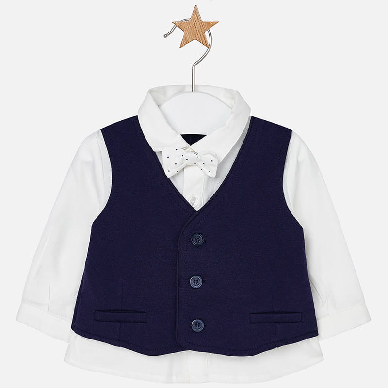 MAYORAL 2105 Koszula z kamizelką i muszką do chrztu