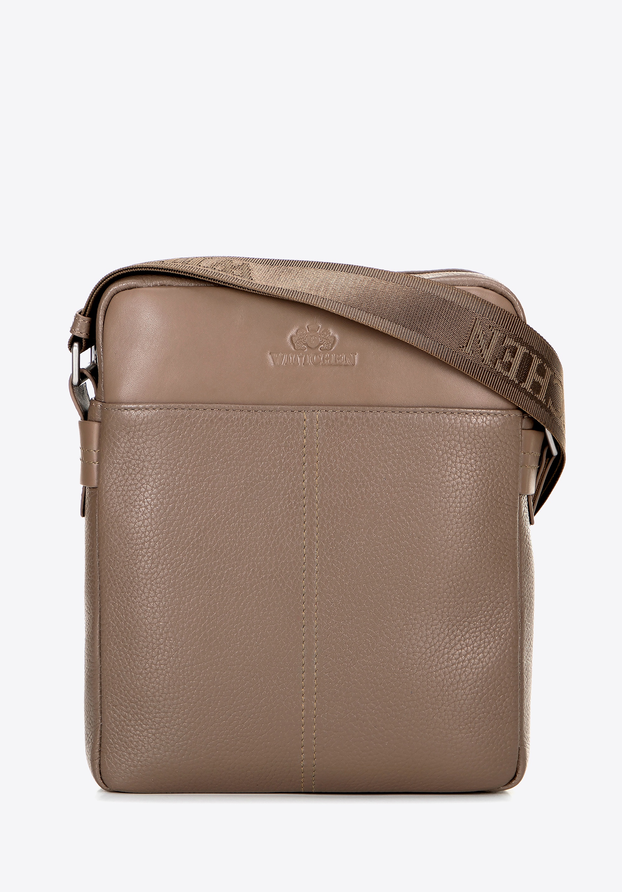 Męska listonoszka ze skóry naturalnej duża taupe