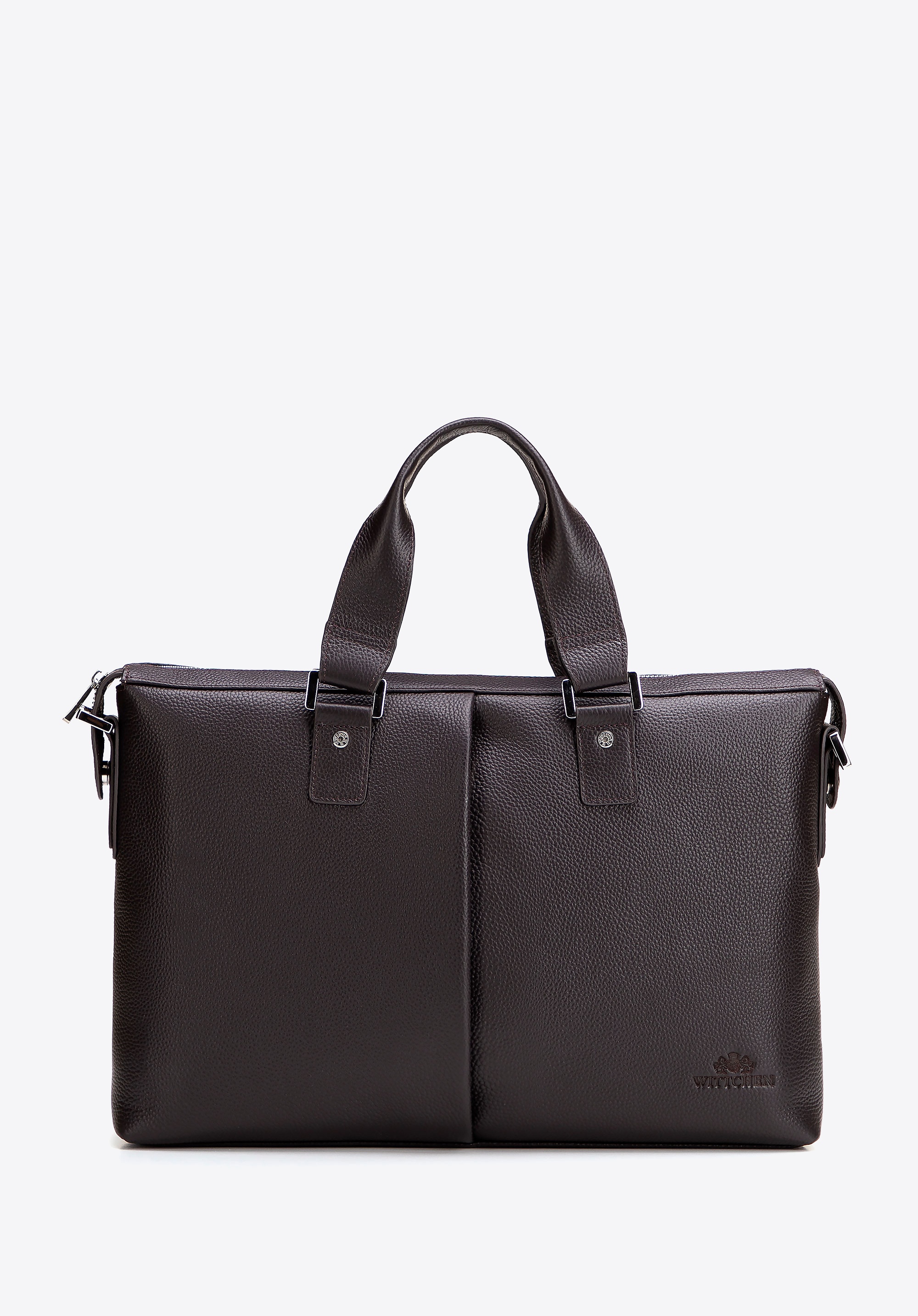 Torba na laptopa 15,6” ze skóry naturalnej groszkowej brązowa