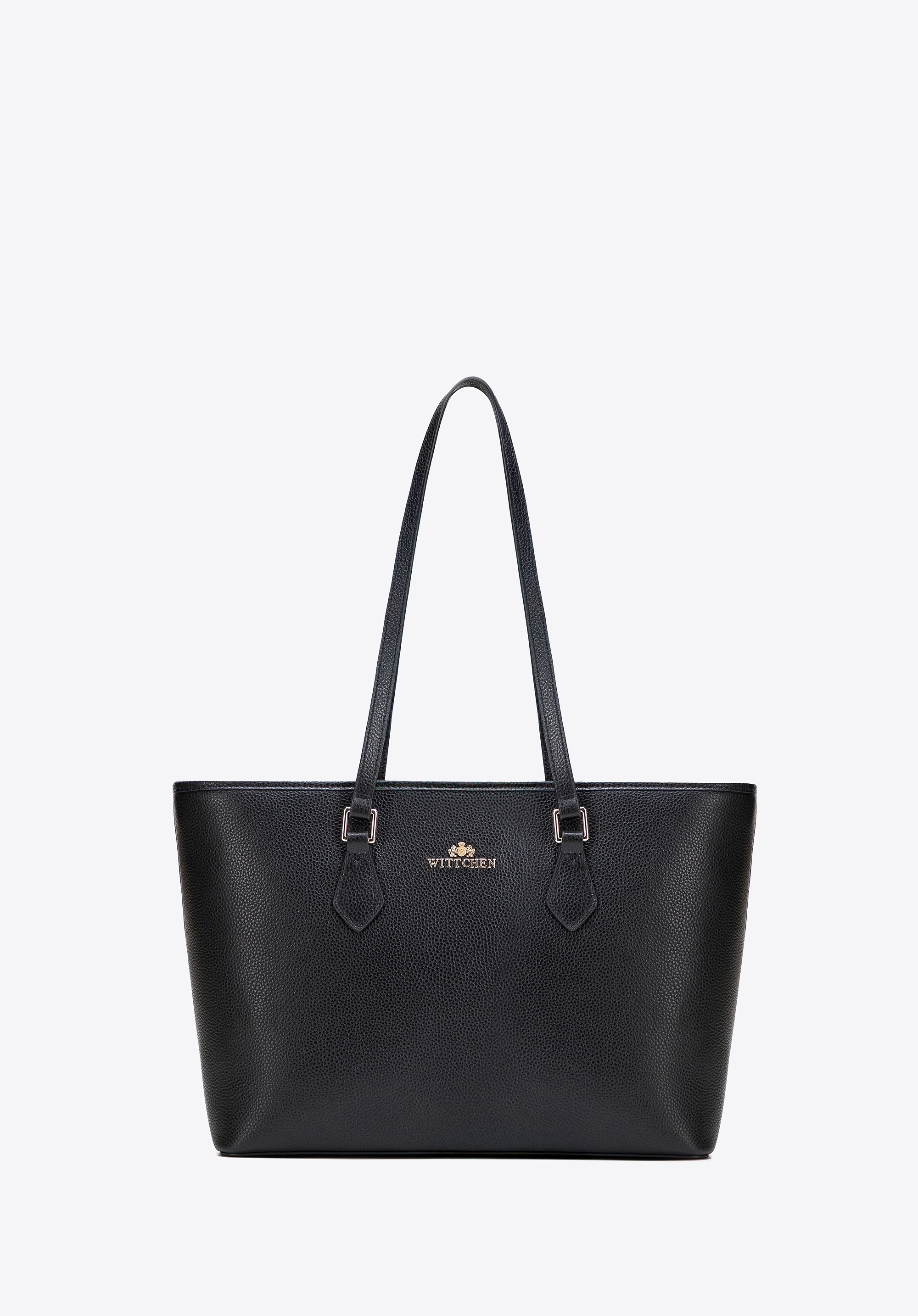 Dodatkowe rabaty - Klasyczna damska shopperka ze skóry naturalnej czarna