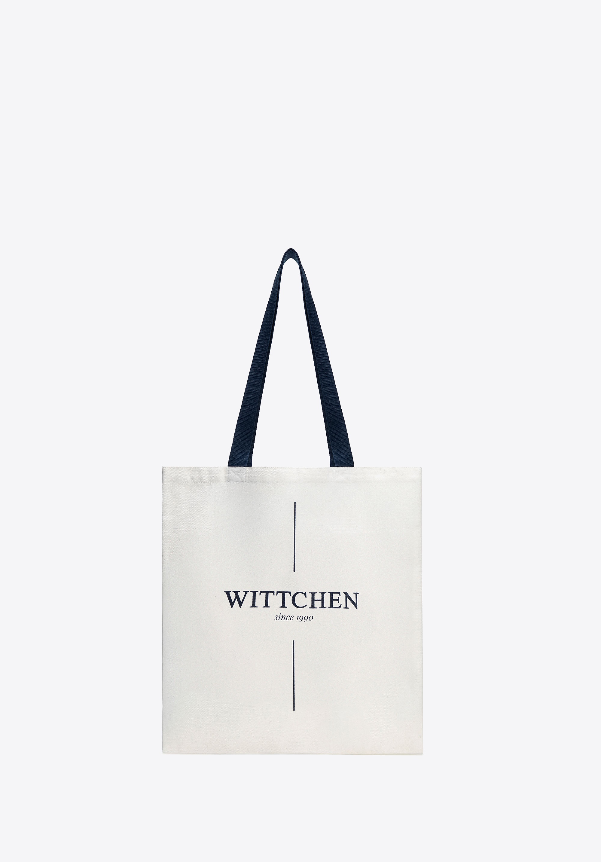 Torba płócienna z logo kremowo - granatowa