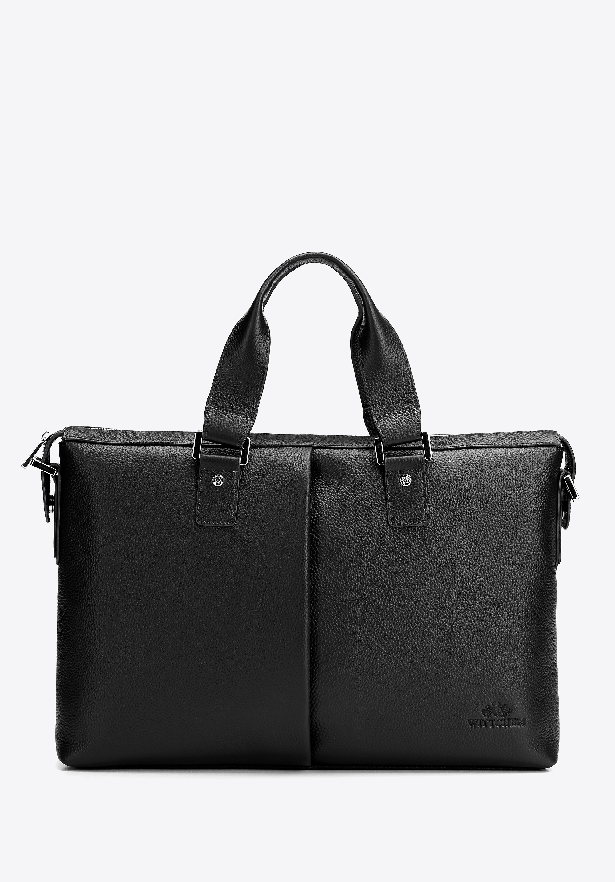 Torba na laptopa 15,6” ze skóry naturalnej groszkowej czarna