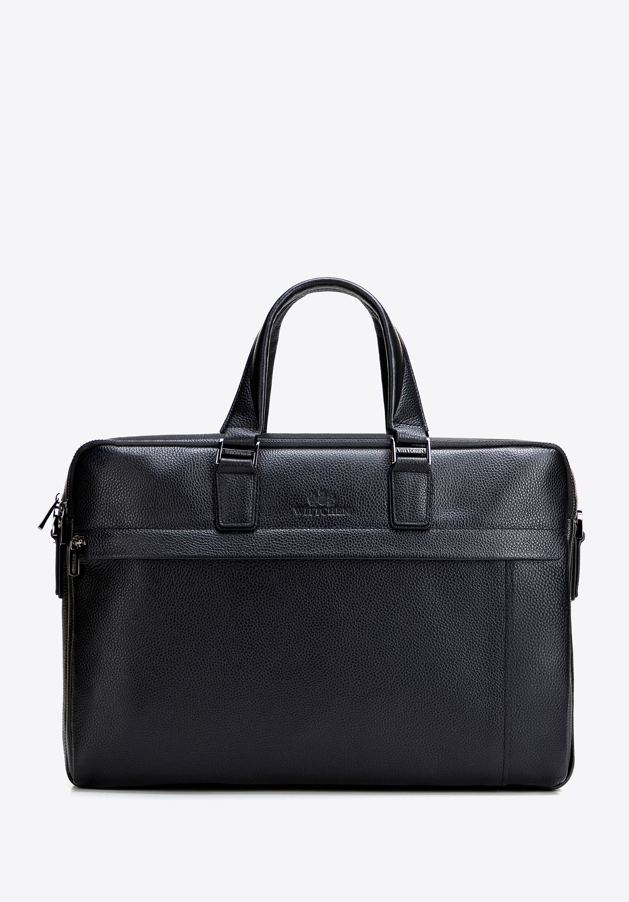 Torba na laptopa 15,6” ze skóry naturalnej dwukomorowa czarna