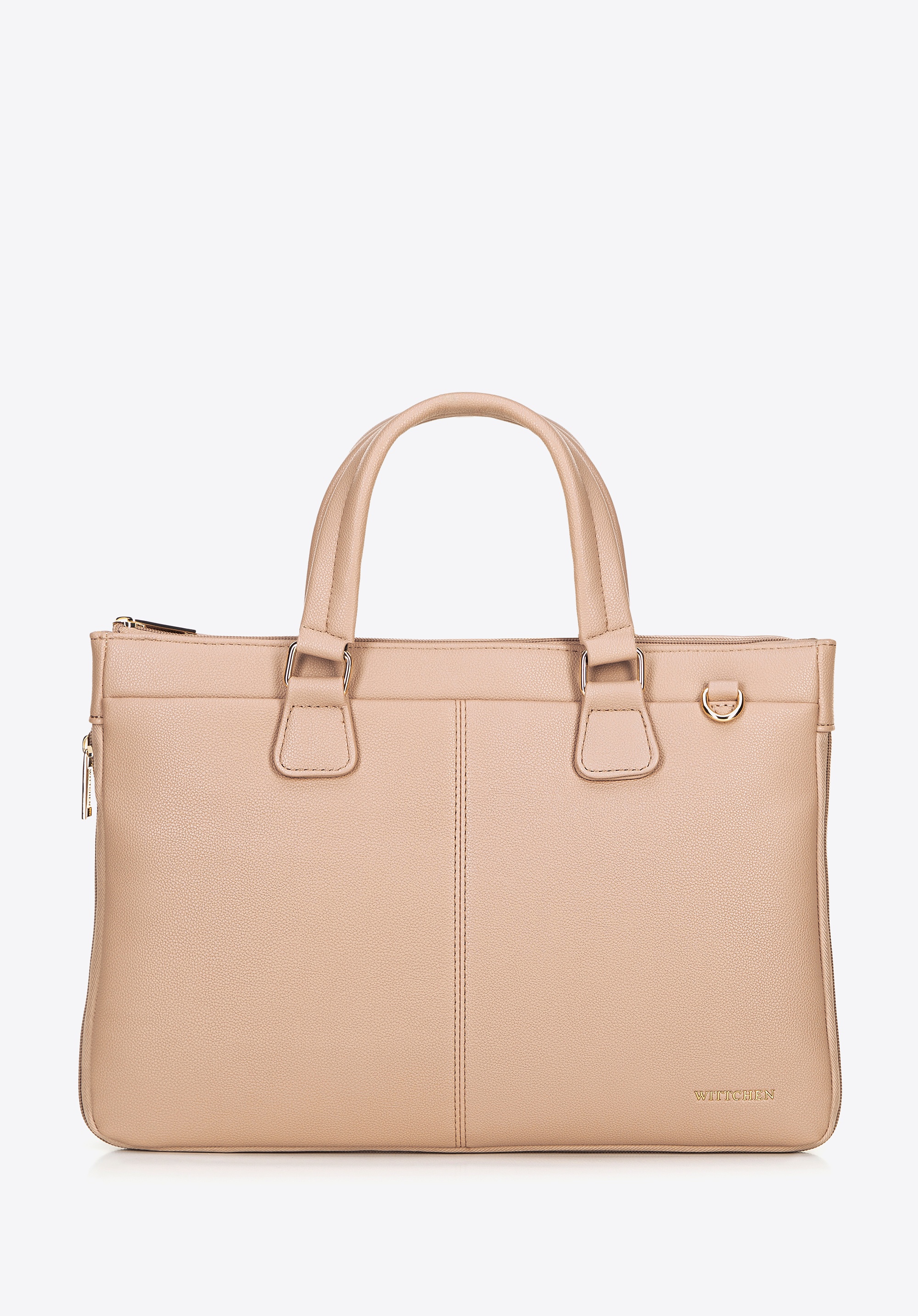 Torba na laptopa 14,5” z imitacji skóry beżowa