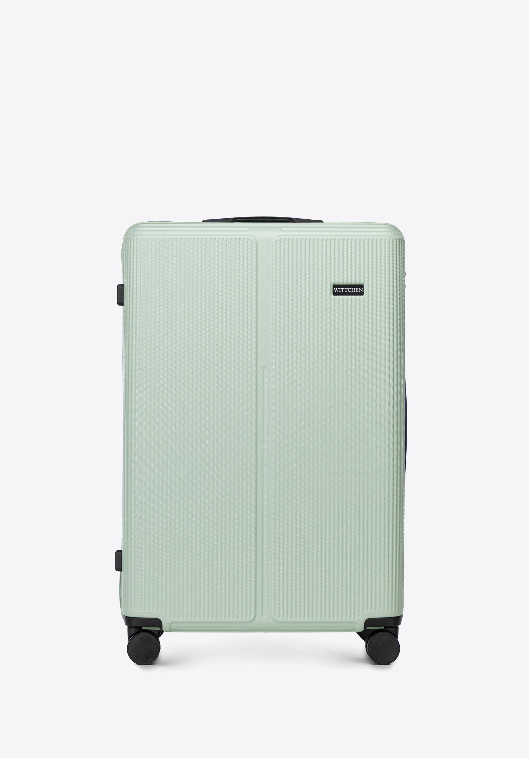Duża walizka z ABS-u w drobne paski miętowa