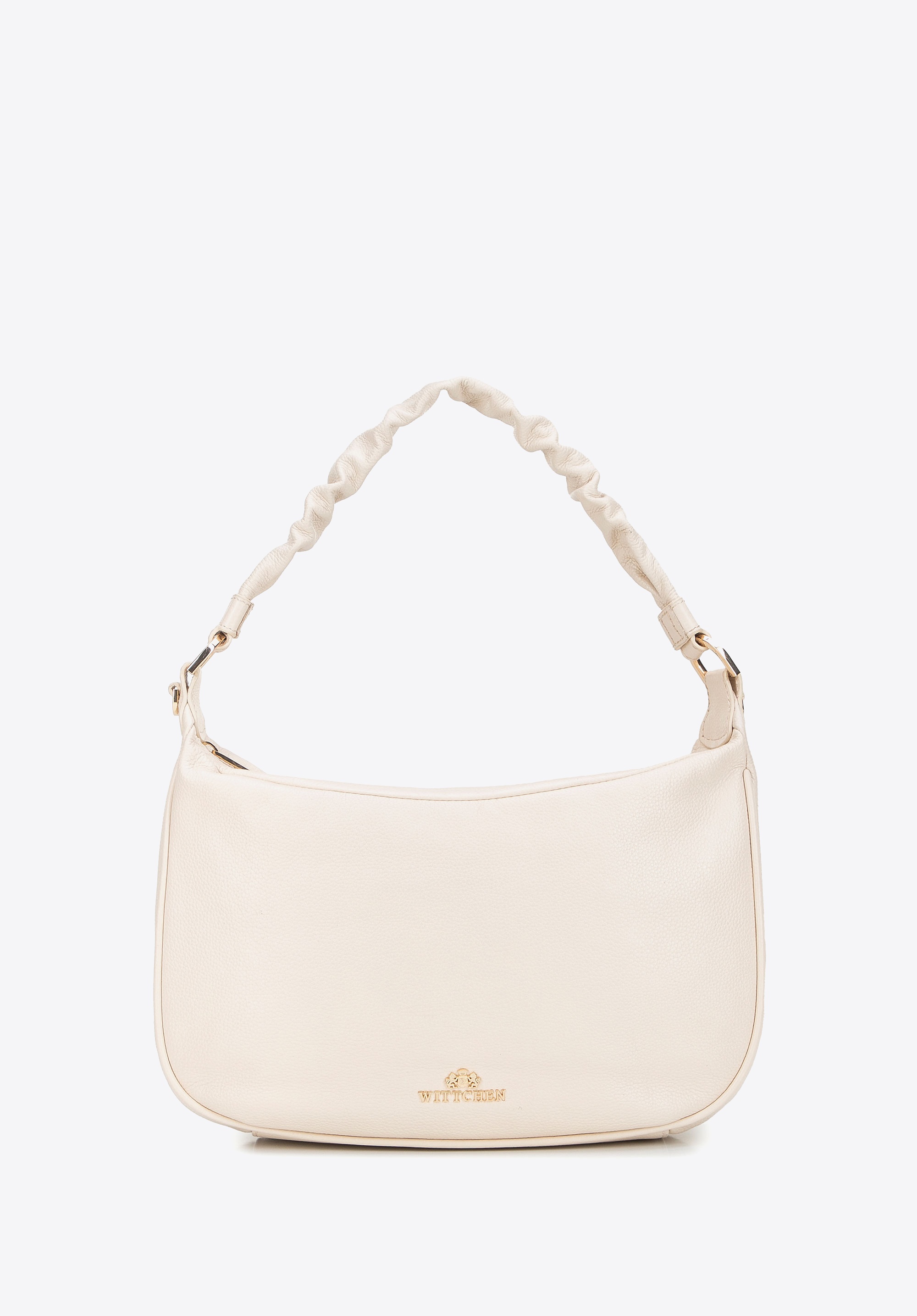 Damska torebka na ramię ze skóry naturalnej kremowa