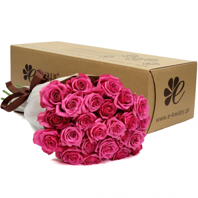 24 różowe róże - Poczta bukietowa - Kwiaciarnia internetowa - E-Kwiaty