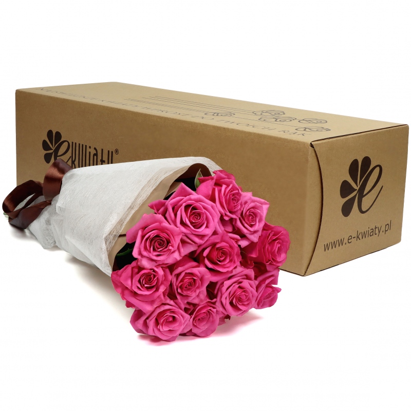 12 różowych róż - Poczta bukietowa - Kwiaciarnia internetowa - E-Kwiaty