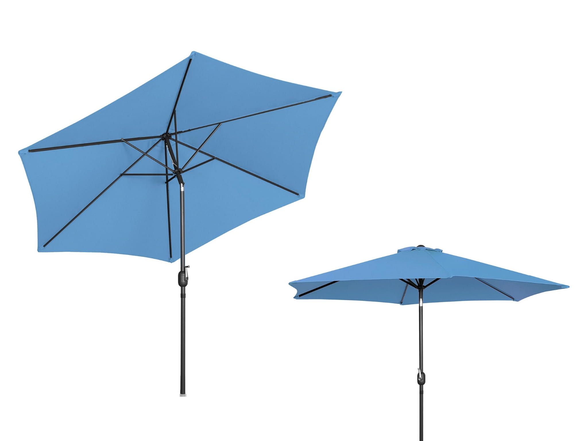 Parasol ogrodowy sześciokątny 300 cm, odchylany, niebieski
