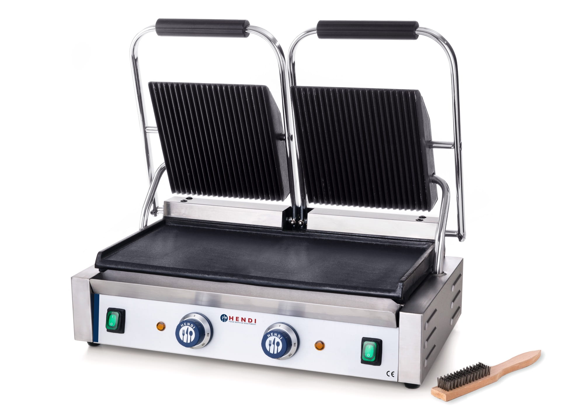 Podwójny grill kontaktowy gładko-ryflowany 3,6kW Hendi