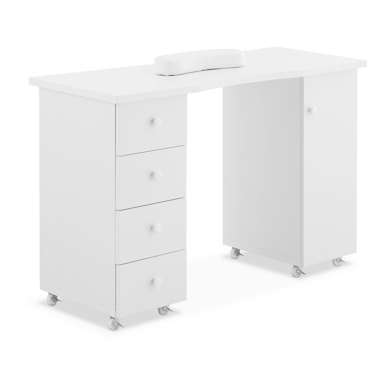 Biurko do manicure na kółkach, 4 szuflady i szafka