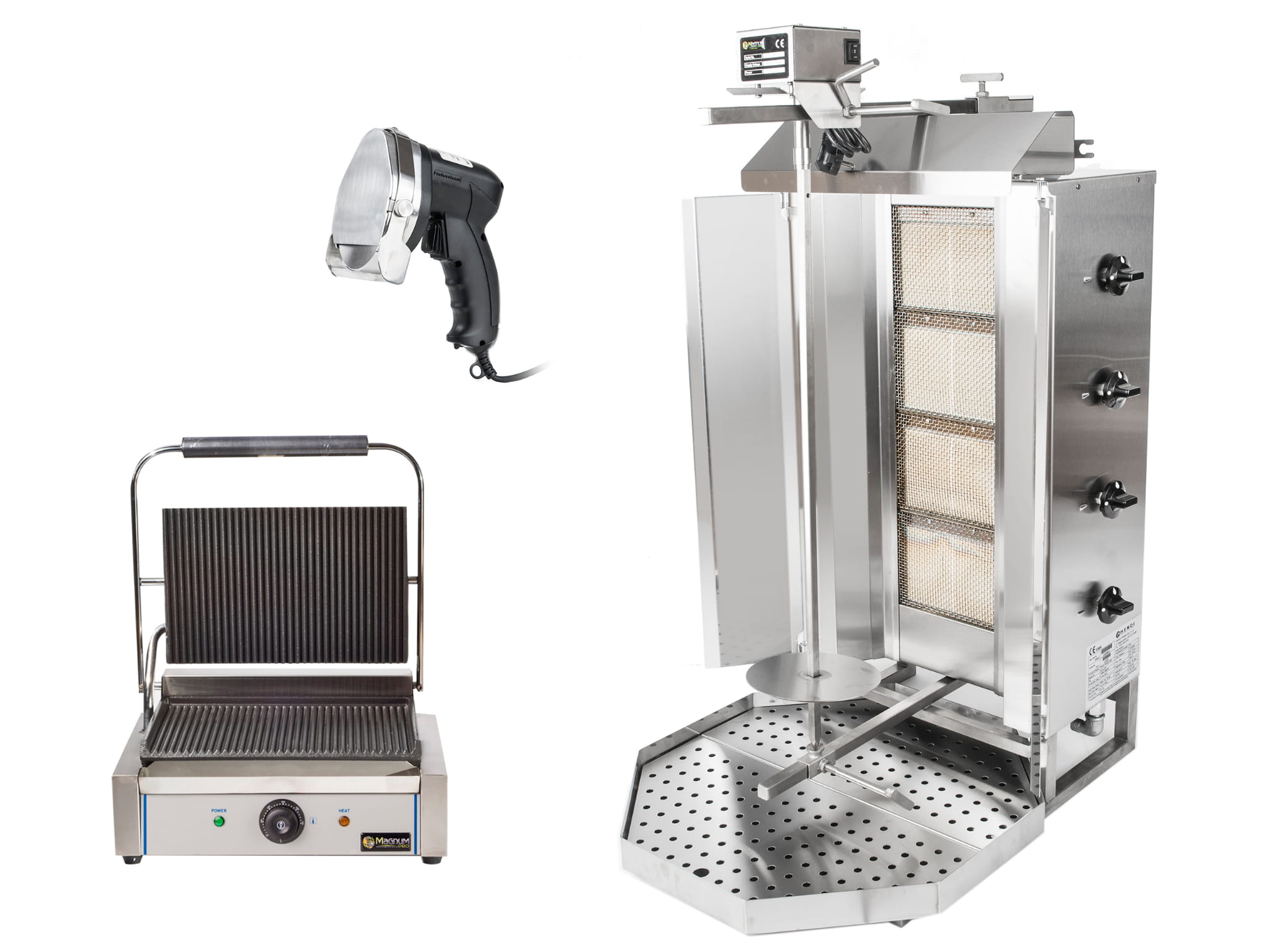 Zestaw do kebaba XXL grill gazowy + nóż elektryczny + grill kontaktowy Panini