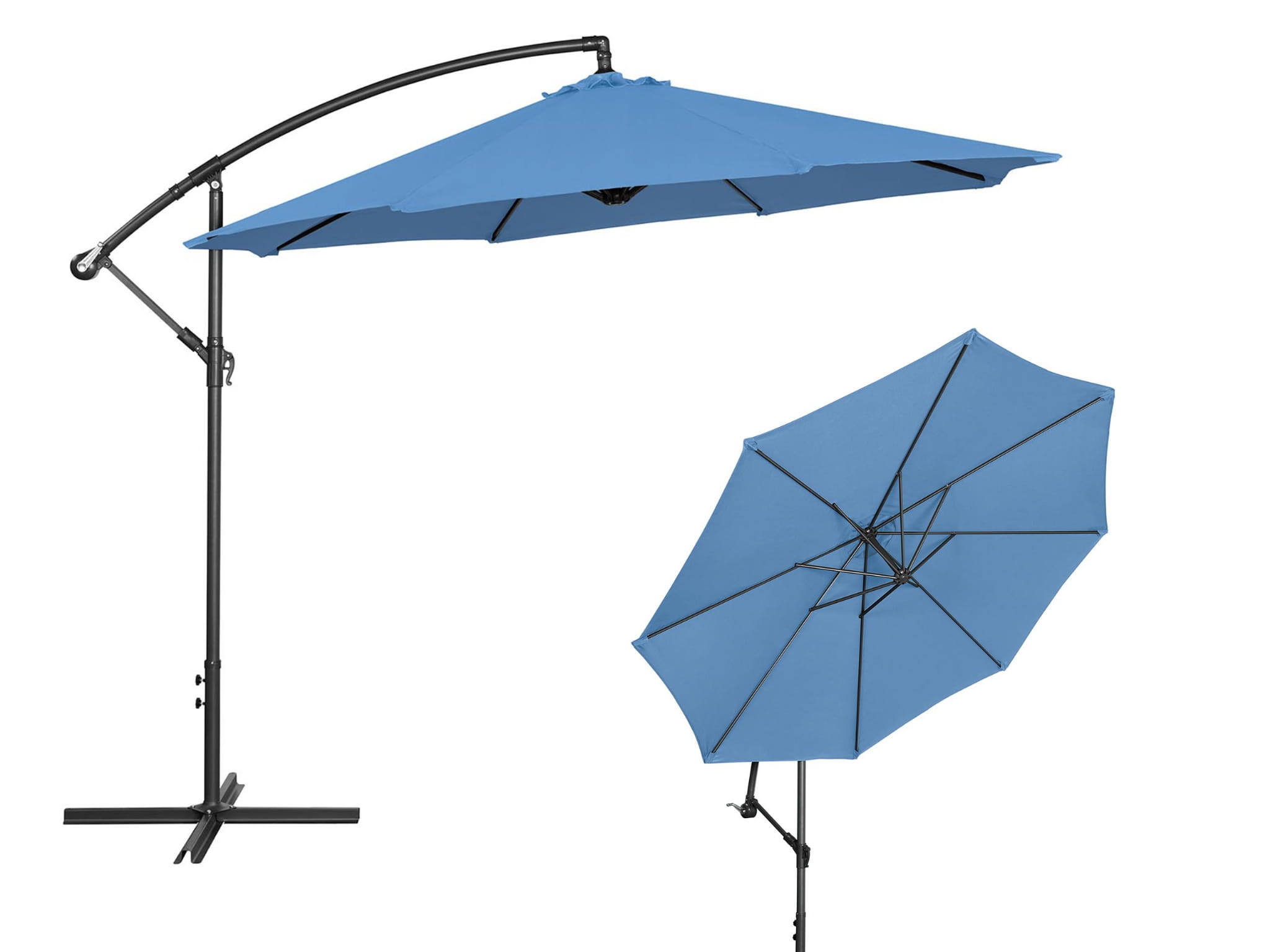 Parasol ogrodowy wiszący odchylany 3m niebieski