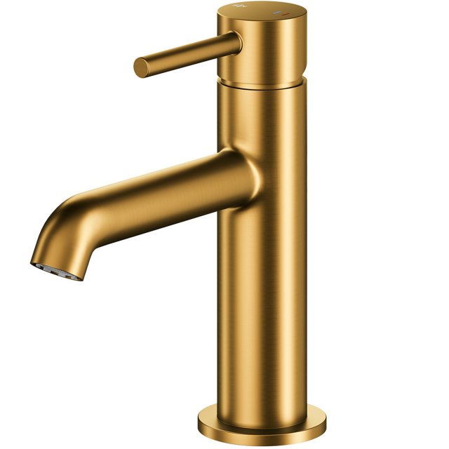 KFA Bateria umywalkowa MOZA MINI stojąca złota szczotkowana PVD + cli