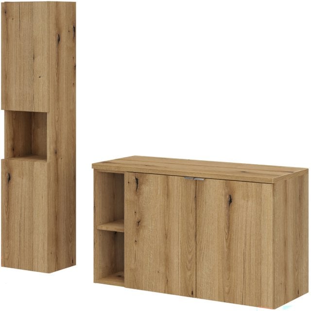 COMAD Zestaw mebli NOVA OAK 2 szafki z blatem 100 cm, słupek 30 cm