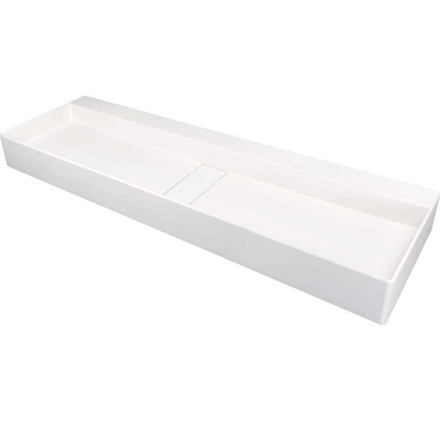 DEANTE Umywalka podwójna nablatowa BLUR granitowa 120x40 cm z maskown