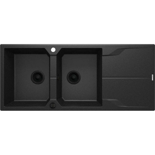 DEANTE Zlewozmywak granitowy ANDANTE 2-komorowy z ociekaczem grafit m